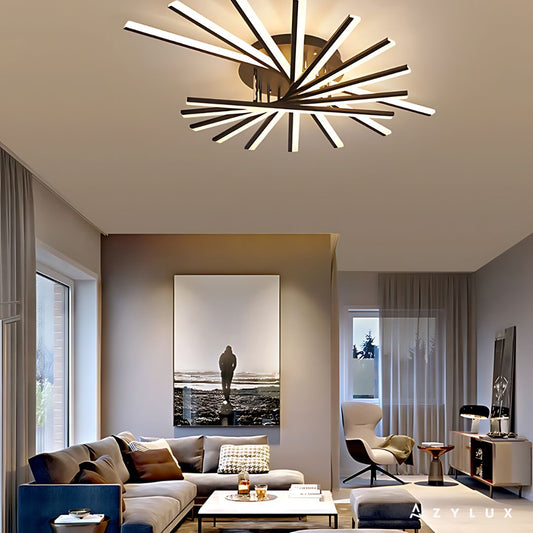 Lustre Salon Moderne Barres Tournantes