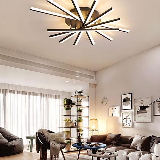 Lustre Salon Moderne Barres Tournantes