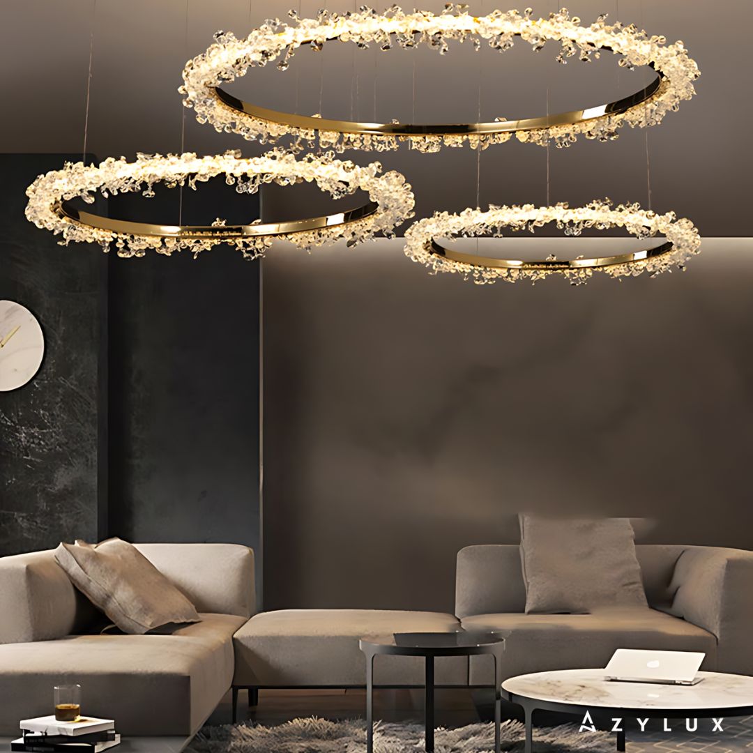 Lustre Salon Moderne Rond Scintillant