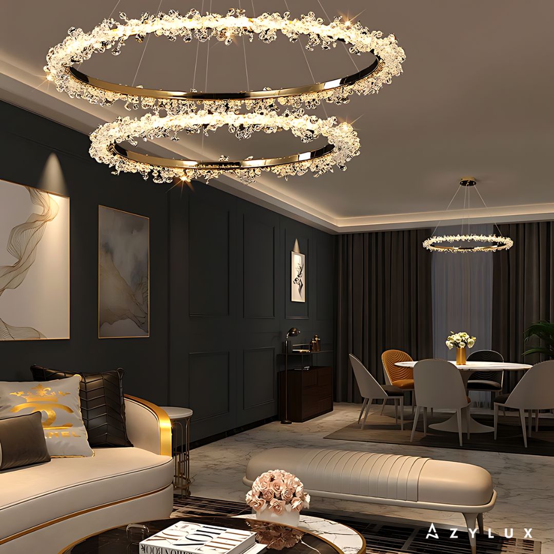 Lustre Salon Moderne Rond Scintillant