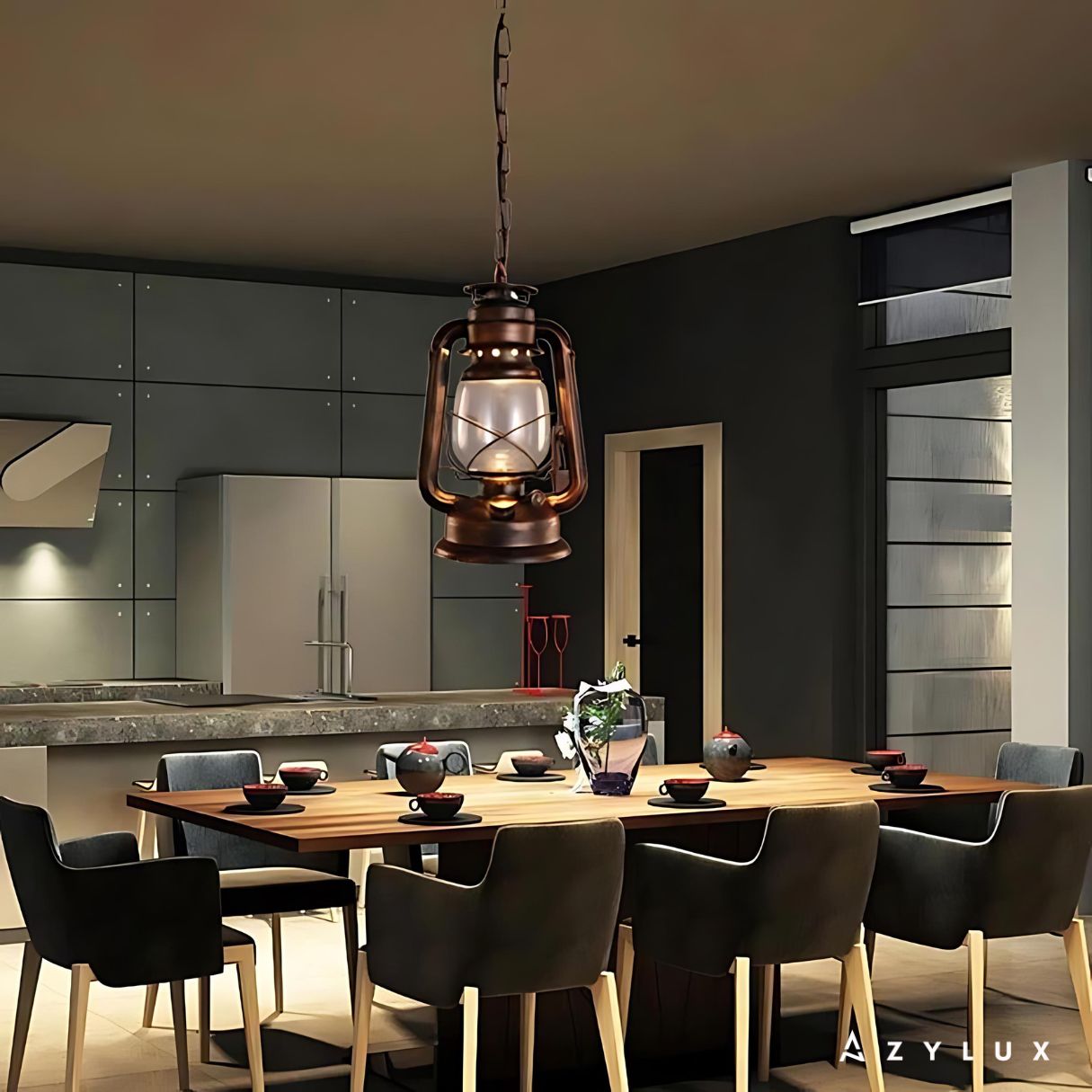 Lustre Cuisine Rétro Lanterne